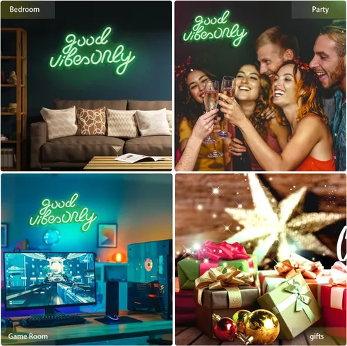 Miniatura 3 de Good Vibes Only - Letreros de neón para decoración de pared, luces de neón letreros LED, adecuados para sala de estar, bar de cerveza, sala de Verde