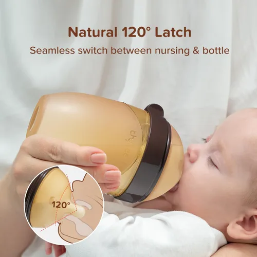 Miniatura 11 de Thyseed Biberón de silicona natural con forma de seno con tetina (0-3 meses), 8 oz, 1 paquete Silicona 0-3 meses sin asa Paquete de 1