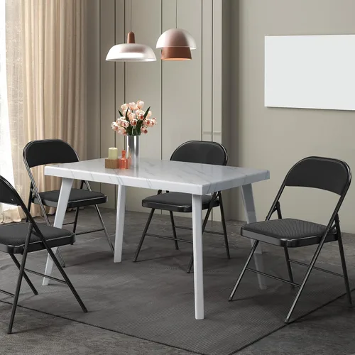 Miniatura 2 de VINGLI Paquete de 4 sillas plegables con asientos acolchados, marco de metal con asiento y respaldo de tela, capacidad de 350 libras, color negro