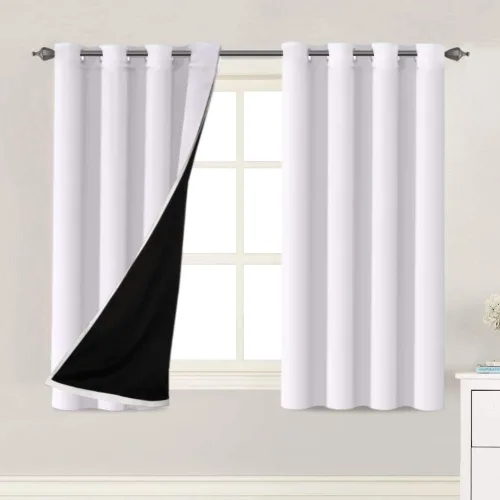 Miniatura 28 de H.VERSAILTEX Paneles de cortina 100% opacas de 45 pulgadas de largo, con aislamiento térmico, cortinas opacas con forro para dormitorio, dos capas