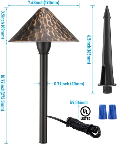 Miniatura 6 de LEONLITE Paquete de 12 luces LED de bajo voltaje, 3 W 12-24 V CA/CC, iluminación de camino con cable, luz exterior para césped de patio, ETL CRI90+