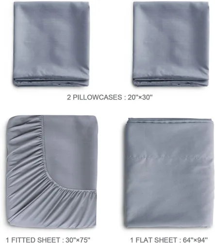 Miniatura 3 de SPRINGSPIRIT Sábanas para catre de 30" x 75" x 9", juego de sábanas para catre de 4 piezas (paquete de 2), sábanas ajustables tamaño catre con cama