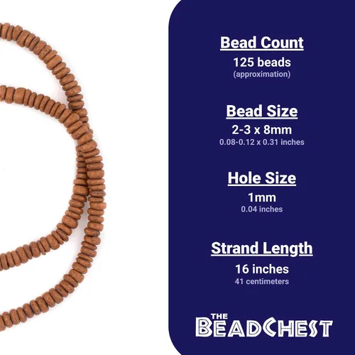 Miniatura 4 de TheBeadChest - Cuentas de cáscara de coco de disco marrón claro (0.315 in)