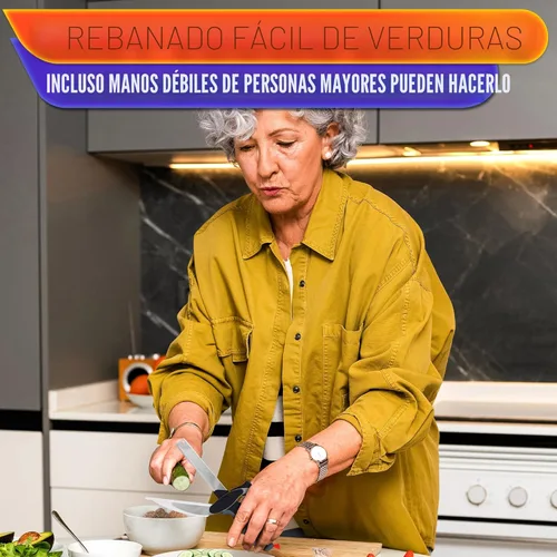 Miniatura 9 de Tijeras de cocina 2 en 1 para alimentos – Cuchillo de tomate de acero inoxidable de 9.5 pulgadas para picar verduras, frutas, queso, carne