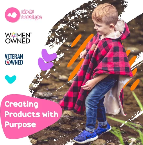Miniatura 7 de Birdy Boutique Poncho para asiento de automóvil para niños, manta cálida reversible con capucha, seguro de usar sobre cinturones de seguridad, fácil