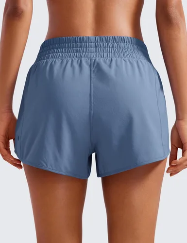 Miniatura 42 de CRZ YOGA Pantalones cortos de correr de cintura alta para mujer de 2.5 pulgadas, forro de malla de secado rápido para entrenamiento deportivo