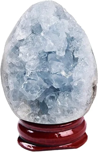 Miniatura 11 de AMOYSTONE Huevo de cristal de cuarzo rosa natural grande para curación y práctica de reiki, piedra de decoración del hogar con base, 3-3.5 pulgadas