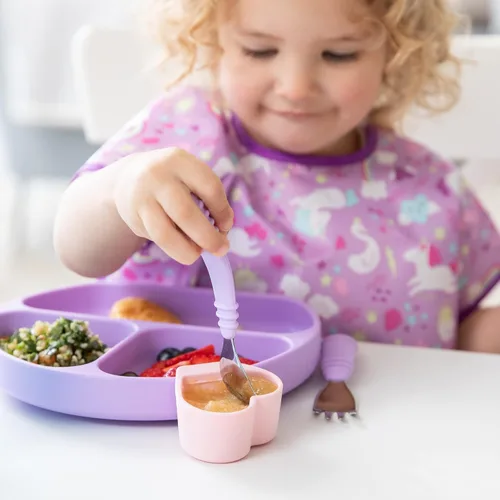 Miniatura 4 de Bumkins Baby Silicone Little Dippers, se fija a cuencos, platos y platos, taza de salsa, sostiene salsas, puré, coberturas, destete LED para bebés