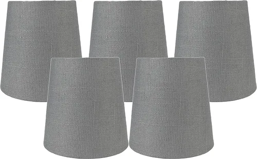 Miniatura 12 de Juego de 2 pantallas de lámpara de araña de lino blanco hueso con clip, 3.5 x 4.5 x 4.5 pulgadas