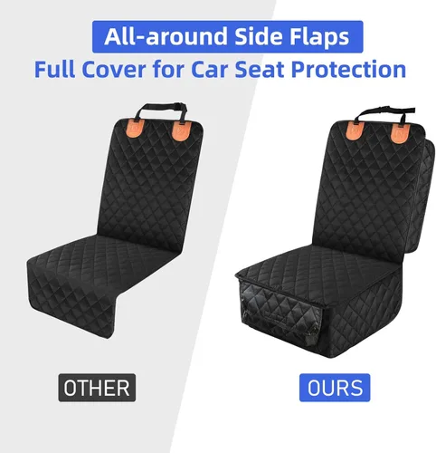 Miniatura 3 de PETICON Paquete de 2 fundas de asiento delantero, funda de asiento de automóvil para perro de protección completa con solapas laterales, Negro