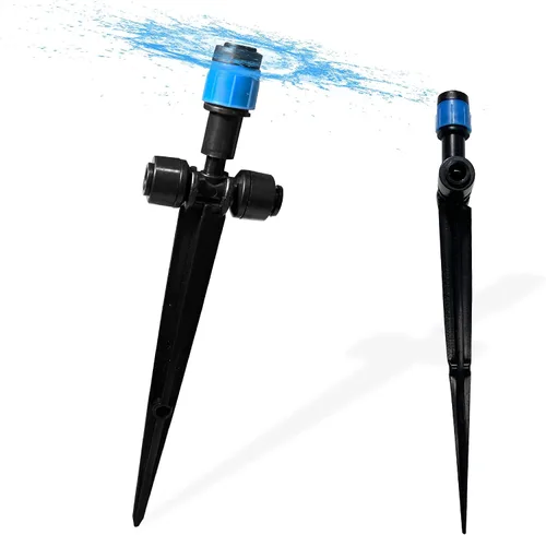 Miniatura 11 de 10 emisores de riego por goteo a presión para tubos de riego de 1/4 de pulgada, pulverizador de emisor de goteo ajustable de 360 grados con estaca