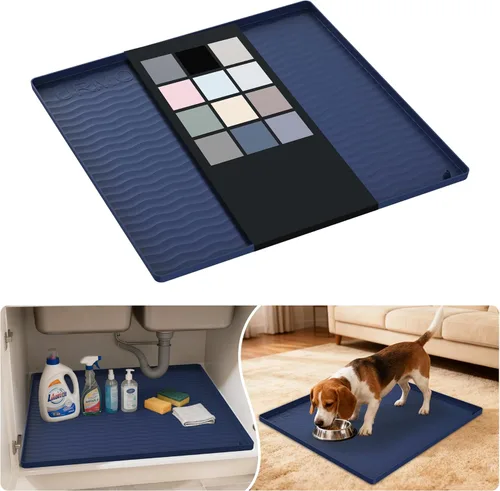 Miniatura 105 de URMONA Tapete de silicona impermeable para debajo del fregadero, 34 x 22 pulgadas, forro para estante de cocina y baño, protector de gabinetes