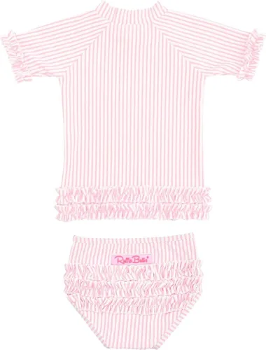 Miniatura 5 de RuffleButts - Conjunto de traje de baño de manga corta para bebé o niña con protección solar UPF 50+