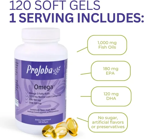 Miniatura 4 de Youngevity Projoba Omega - 1000 mg Omega-3 - Alta Potencia - 180 EPA y 120 DHA para promover la salud cerebral y cardíaca -120 cápsulas blandas