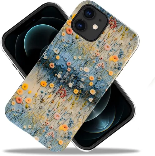 Miniatura 2 de Funda TnXee Compatible con iPhone 11, Funda Híbrida Brillante de 2 Capas para Prevenir Caídas para Niñas y Niños, Aspecto Bonito con Flores Salvajes
