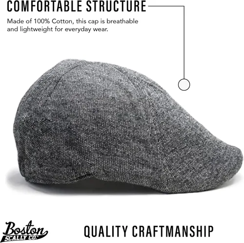 Miniatura 2 de The Original Boston Scally Gorra The Scrapper Newsboy Gorra plana 6 paneles de algodón ajustado para hombre Carbón