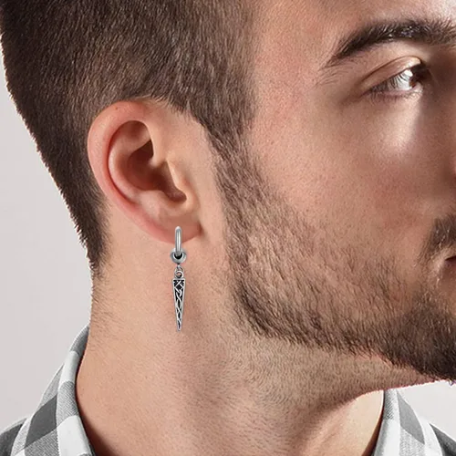 Miniatura 5 de Aretes vikingos nórdicos para hombre, plata de ley 925, aretes colgantes vikingos negros, joyería vikinga nórdica, regalos para hombres