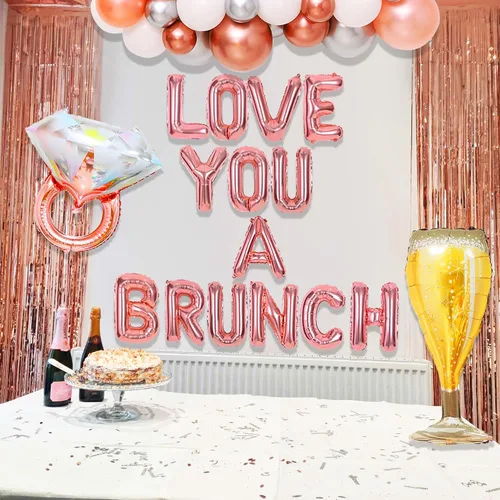 Miniatura 4 de LaVenty Juego de 48 globos de oro rosa Love You a Brunch y decoración para despedida de soltera, fiesta