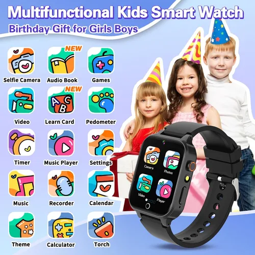 Miniatura 2 de Vakzovy Reloj Inteligente para Niños Varones con 26 Juegos de Rompecabezas Pantalla Táctil HD Cámara Podómetro Reproductor de Música Linterna