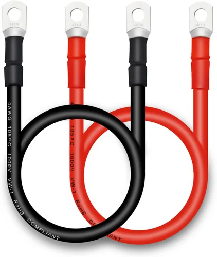 Miniatura 15 de Cable de batería, cables de batería 2 AWG con terminales, 2 cables de batería de cobre (1 pie).