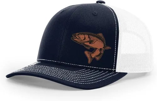 Miniatura 27 de Sombrero de pesca de trucha con parche de cuero grabado láser Richardson 112 Snapback Trucker Cap