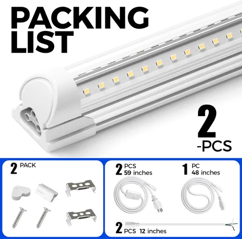 Miniatura 8 de Barrina T8 Luz LED para Taller 4 Pies, 40W 5500LM 5000K, Cubierta Transparente, Luces de Techo para Garaje, Lámpara LED en Forma de V, Luces