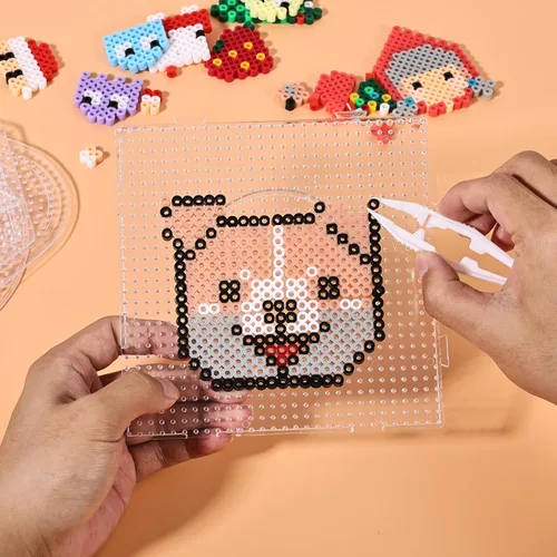 Miniatura 4 de Tableros de cuentas Perler, Dedoot 48 piezas de 5 mm de cuentas de fusible, tableros cuadrados transparentes de diseño Perler, 42 tableros + 6