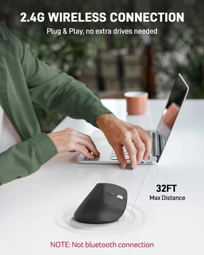 Miniatura 3 de Acer Ratón Ergonómico Inalámbrico, Ratón Vertical con DPI Ajustable 1000/1200/1600 con 6 Botones, Ratón Ergo Recargable con Receptor USB de 2.4GHz