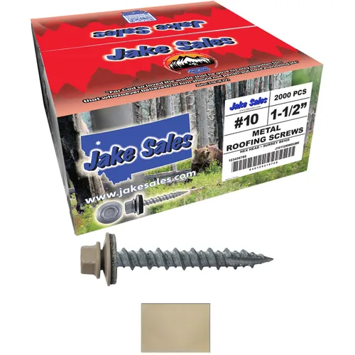 Miniatura 40 de 10 tornillos para techos de metal gris ABC de 1-1/2 pulgadas, cabezal de arandela hexagonal, arranque automático/roscado, arandela EPDM. 1 bolsa