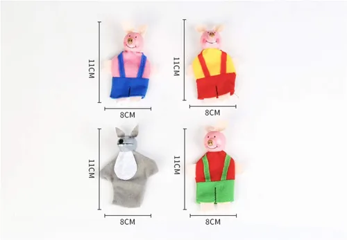 Miniatura 5 de 3 pequeños cerdos y marionetas de dedo de lobo, juguete para contar historias para niños pequeños, disfraz de marioneta de tres cerdos pequeños