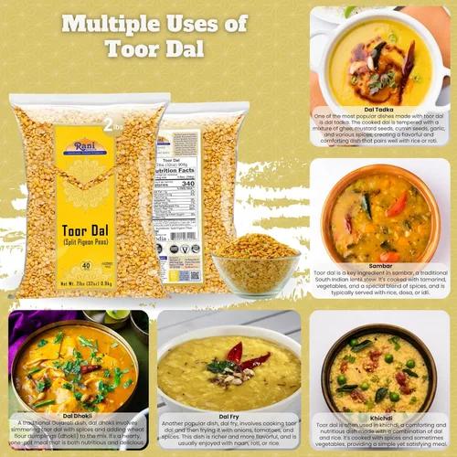 Miniatura 3 de Rani Toor Dal (Split Pigeon Peas) 32 oz (2 libras) 31.99 oz ~ Todo natural, apto para gluten, sin OMG, vegano, origen indio