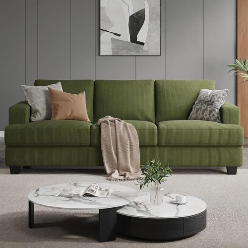 Miniatura 17 de COPIAE Sofá de 226 cm con asientos extraprofundos, sofá de 3 plazas para sala de estar, sofá moderno y cómodo, con apoyabrazos y asientos y Azul