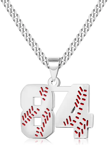 Miniatura 108 de Btysun Collares de béisbol de béisbol número 0-99 dijes de acero inoxidable para hombres, regalos de béisbol, papá, marido, regalo de Navidad