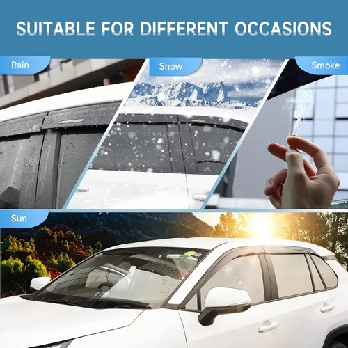 Miniatura 4 de Protectores de lluvia con cinta adhesiva para Toyota RAV4 2019 2020 2021 2022 2023 - Visera lateral de humo inastillable para ventana, deflectores