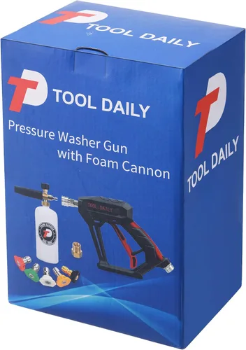Miniatura 8 de Tool Daily Pistola de lavado a presión corta con cañón de espuma, conector rápido de 1/4 pulgadas, con 5 puntas de boquilla de hidrolimpiador, 1