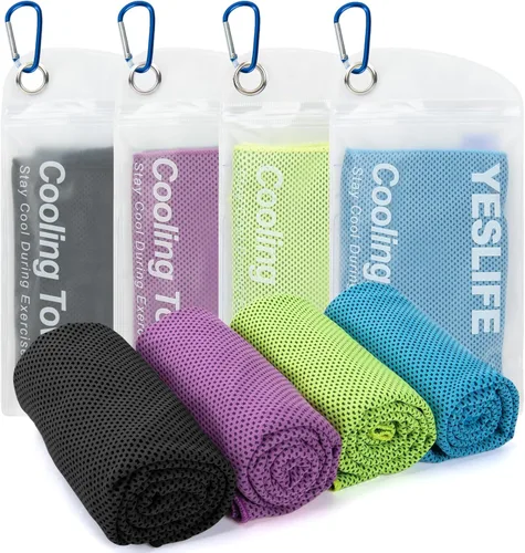 Miniatura 14 de YESLIFE Paquete de 4 toallas refrescantes de 40 x 12 pulgadas, toallas de gimnasio para hombres y mujeres, toallas de entrenamiento suaves y Azul