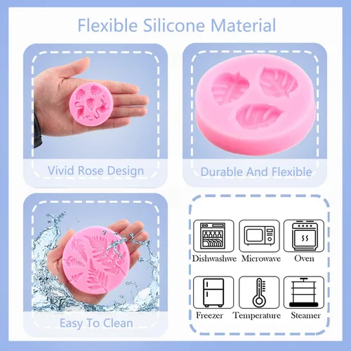 Miniatura 2 de ZiXiang Molde de silicona de hojas tropicales de flamenco, helecho, hojas de Monstera, moldes de fondant para decoración de cupcakes, decoración