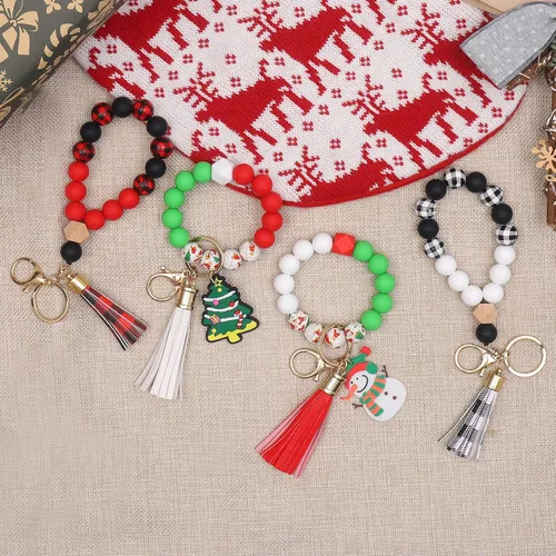 Miniatura 5 de BAOSIWA - Llavero de silicona para mujer, con borla de cuero
