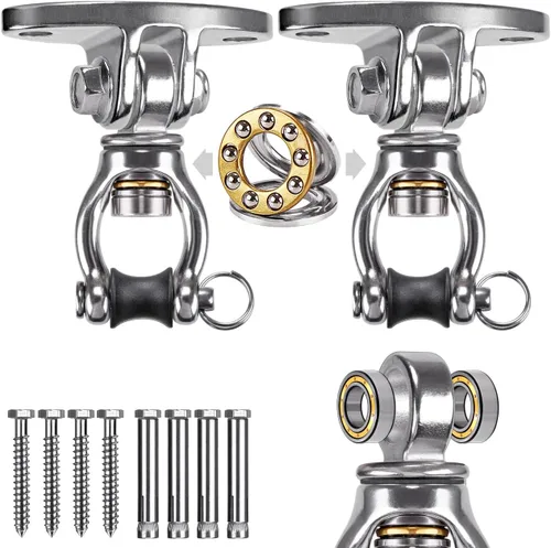 Miniatura 12 de SELEWARE Silent Swing Hanger - Gancho giratorio de alta resistencia, accesorios de montaje para porche, columpio, hamaca, silla, bolsa pesada, C