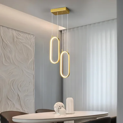 Miniatura 2 de Lámpara colgante de cocina moderna con 2 anillos, lámpara colgante ovalada para cocina, isla, dormitorio, sala de estar, comedor