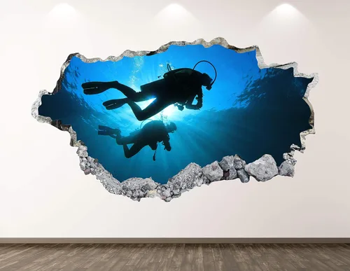Calcomanía de pared para buceo, decoración artística 3D, calcomanía deportiva, póster para habitación de niños, regalo personalizado BL253 (22