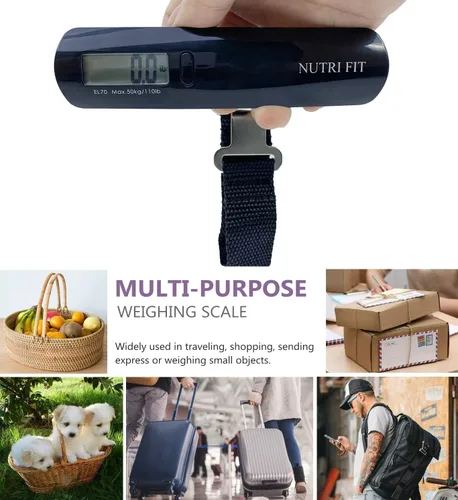 Miniatura 7 de NUTRI FIT Báscula de peso para equipaje, báscula de pesaje de peces digital de mano P01, EL70-BLACK, talla única, Peso máximo 110 libras