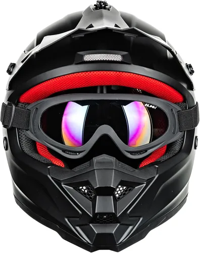 Miniatura 4 de ILM - Casco para jóvenes y niños, para ATV, motocicleta todoterreno, BMX, motocross, kart, certificado por DOT y ECE - Modelo Z705 (negro mate, S)