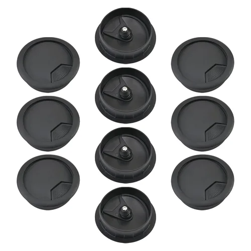 Miniatura 5 de 5 tapas organizadora de alambre de plástico negro con ojales de escritorio de 2-3/8 pulgadas/2.362 in Negro 5 piezas.