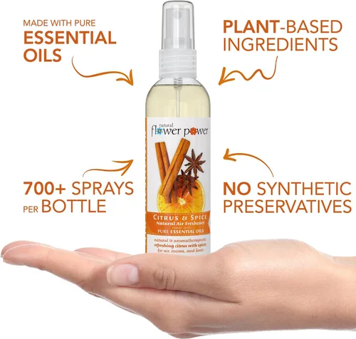 Miniatura 2 de Natural Flower Power Ambientador en aerosol – Eliminador de olores con aceites esenciales – Hogar, automóvil y tela – Libre de crueldad animal