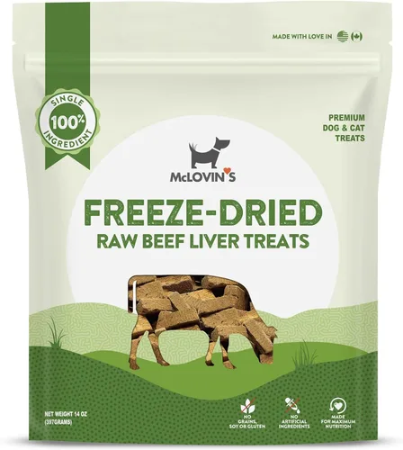McLovin's Pet - Golosinas y adornos para perros de hígado de carne cruda liofilizados, 14 onzas, un solo ingrediente, sin granos, sin gluten,