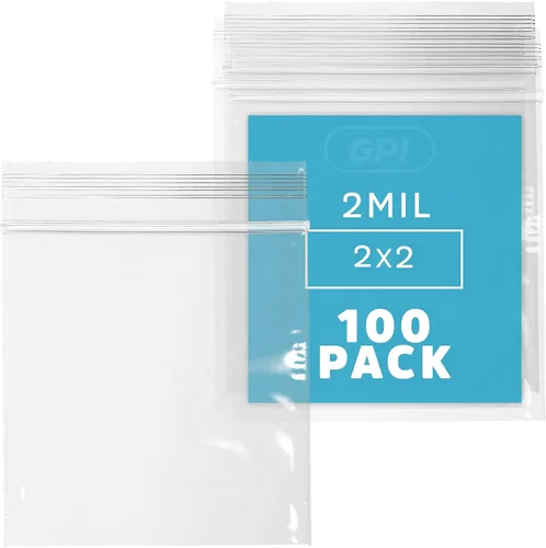 Miniatura 25 de GPI - Paquete de 100 bolsas de plástico transparente con cremallera de 1 x 1 pulgada de grosor, bolsas de plástico transparente con cierre