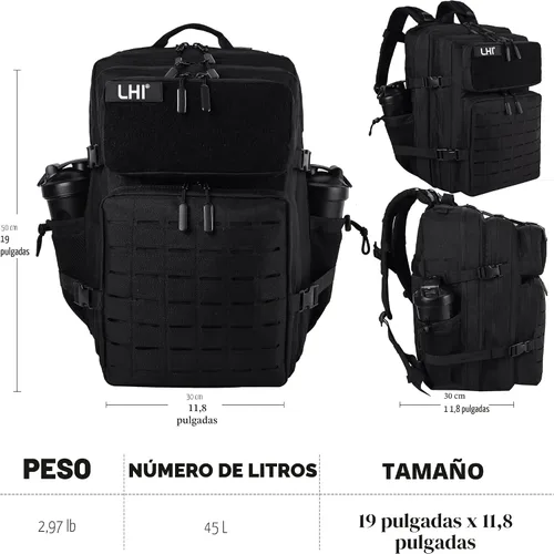 Miniatura 4 de LHI - Mochila táctica militar para hombre, 25/45 L, mochila grande Molle del ejército, mochila de asalto de 3 días, para senderismo