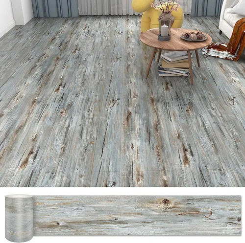 Miniatura 18 de Lareko 6 pies cuadrados, azulejos de suelo de madera para despegar y pegar, paquete de 4 azulejos de vinilo gris (sin residuos de adhesivo) 36"×6