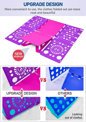 Miniatura 9 de BoxLegend Versión 3 Tabla para doblar camisas y camisetas, carpeta para ropa, tabla para doblar duradera de plástico, tablas para doblar, Morado